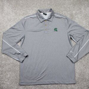 Nike Golf Michigan State Polo Shirt Mens Small Gray Tour Performance L/S Stretch